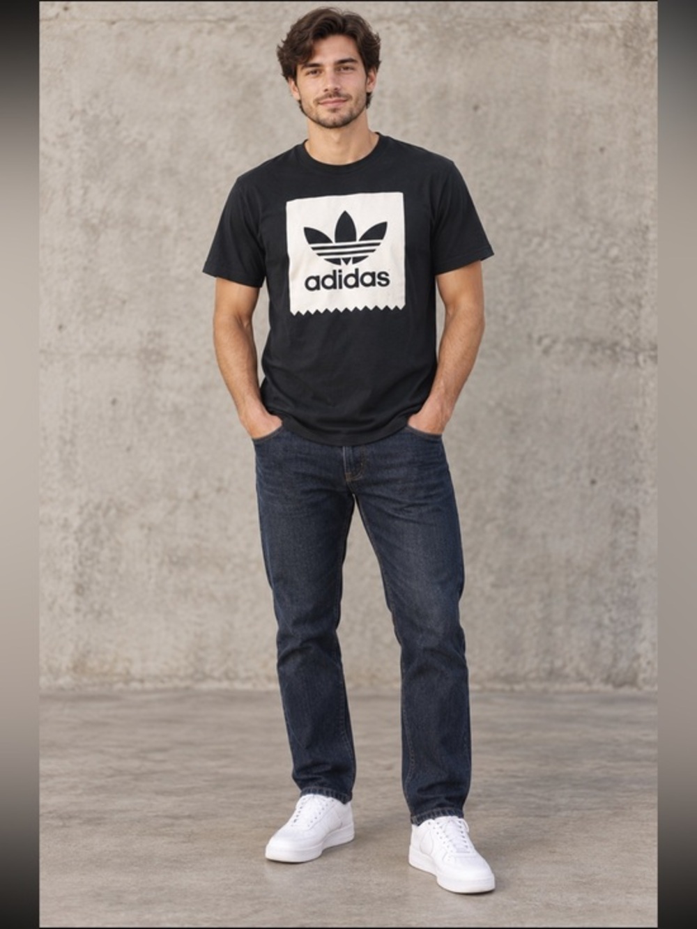 Adidas Originals Black Trefoil Logo Graphic T Shirt Size Medium